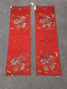 A pair of Chinese silk embroidered wall hangings, 46 x 152cm