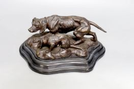 After Barye, bronze group of dogs - 11cm tall