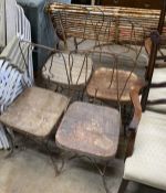 Four vintage wirework garden chairs