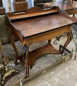 A 19th century Continental part ebonised walnut wash stand, width 84cm, depth 47cm, height 90cm