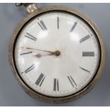 An early Victorian silver pair cased keywind verge pocket watch, by Lassiter, Steyning, case