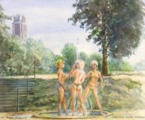 Reginald Daniel Herbert, watercolour, 'The Three Graces', signed, 23 x 28cm