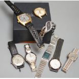 A collection of lady's and gentleman's wrist watches including Raymond Weil, Seiko, Certina and