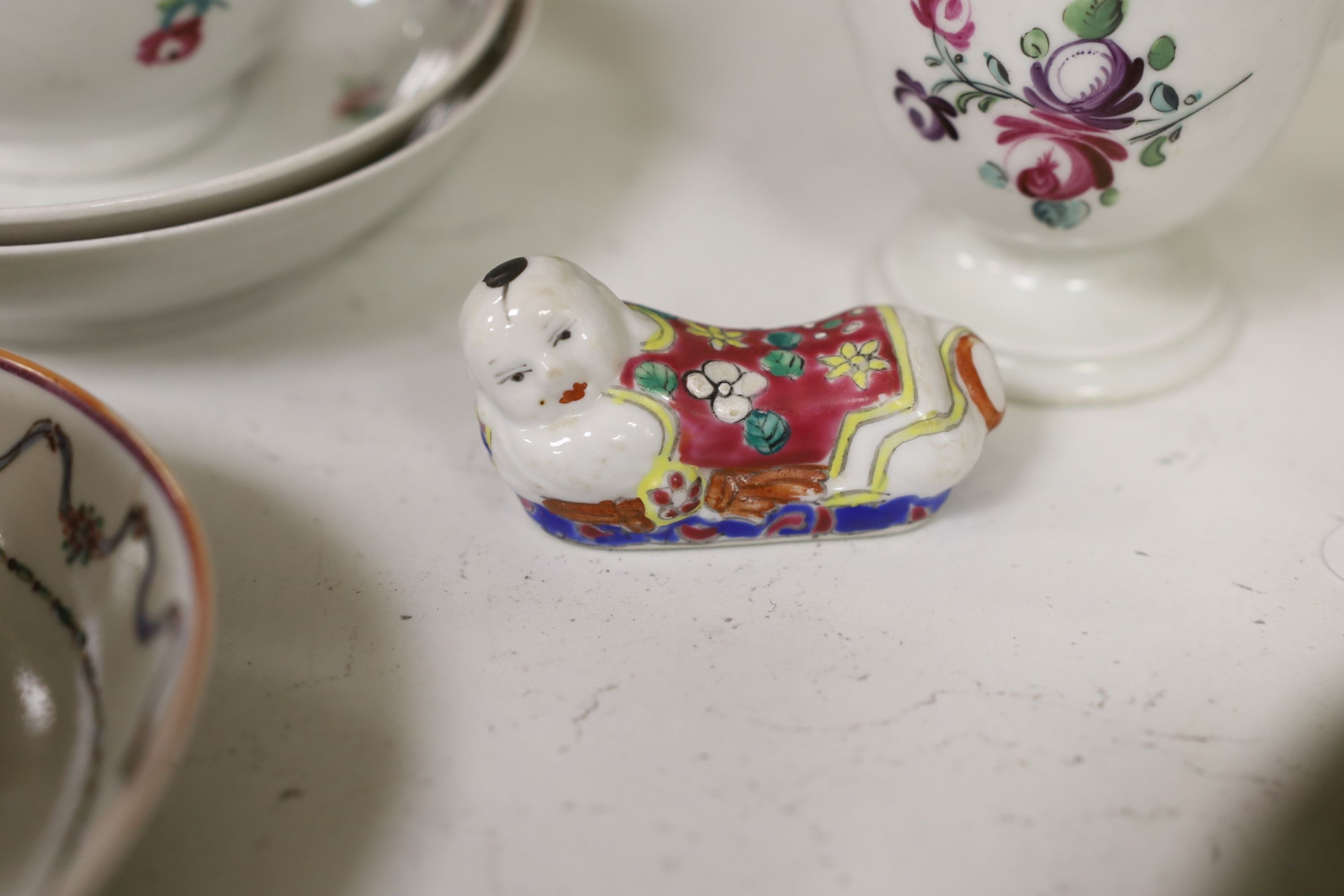 A Chinese famille rose pot and cover, a part Crescent China tea set and a small quantity of tea - Image 4 of 6