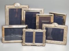 Seven assorted modern silver mounted photograph frames including a pair by JD Ltd, Birmingham, 2000,