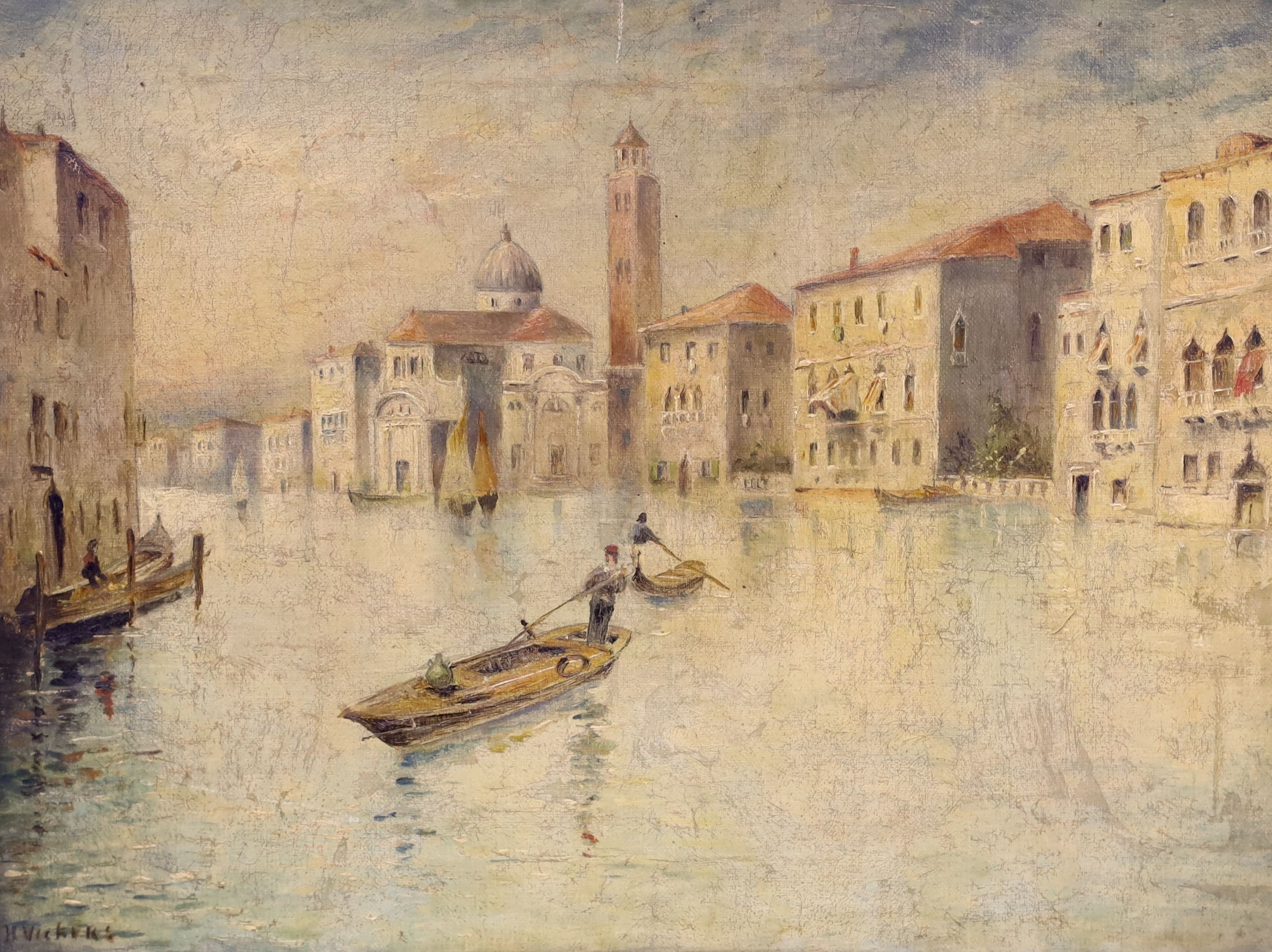 H Vickers, pair of oils on canvas, Views of Venice, signed, 28 x 37cm. - Image 2 of 5