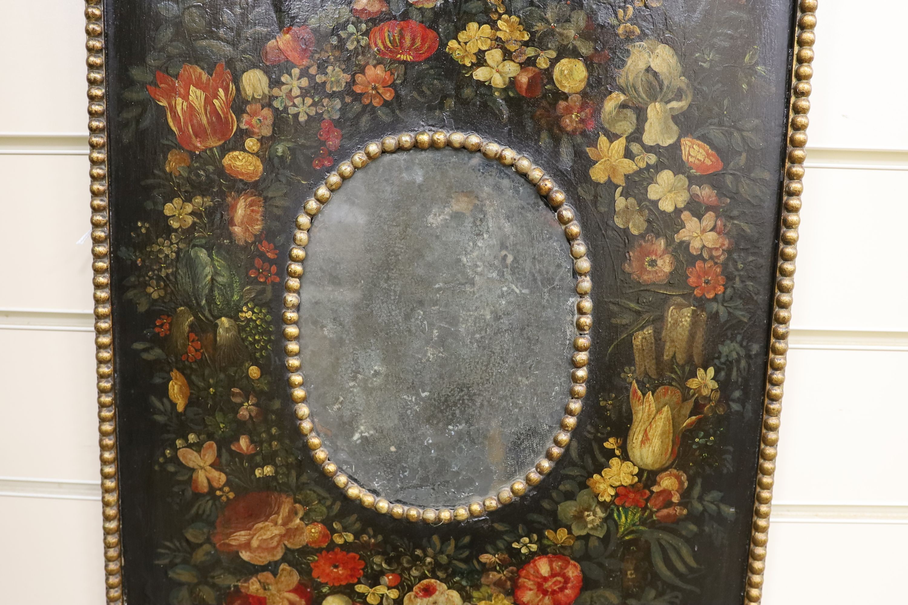 A small 18th century rectangular Dutch painted wall mirror - Image 3 of 4