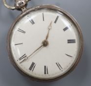 A Victorian silver open face keywind pocket watch, by Richard Evans, Oswestry, case diameter 46mm.