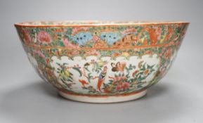 A late 19th century Chinese famille rose punch bowl - 29cm diameter