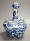 A 19th century Chinese blue and white tulip vase, painted with the pavilion of Prince Teng - 24cm