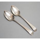 A pair of George III silver Old English pattern tablespoons, Peter & William Bateman, London,