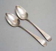 A pair of George III silver Old English pattern tablespoons, Peter & William Bateman, London,