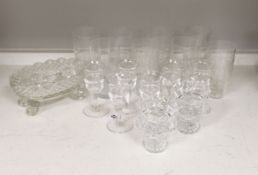 A set of six Val St. Lambert glass tumblers together with other drinking glassware (qty)