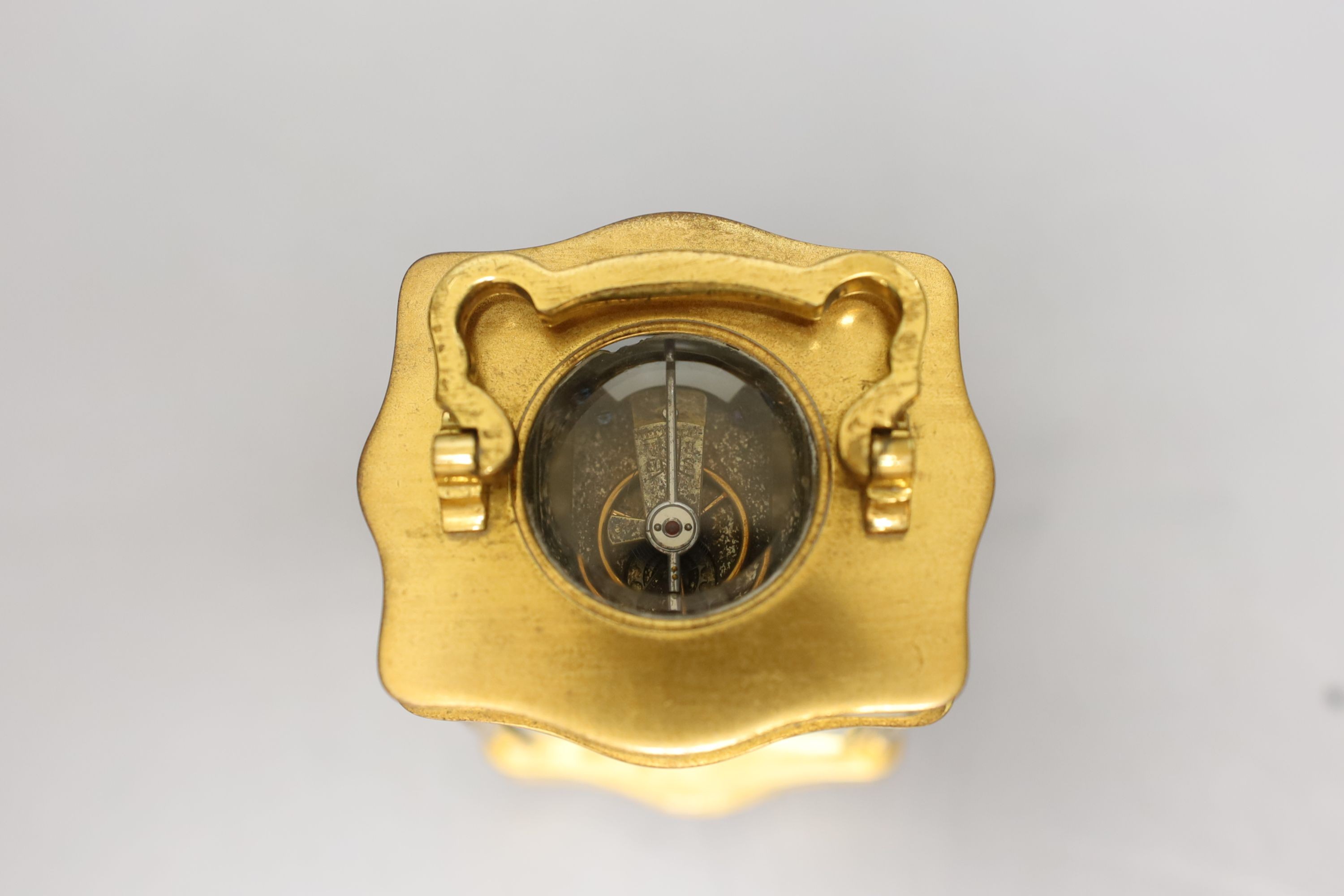 A French brass cased carriage timepiece with case. 11cm - Image 5 of 5