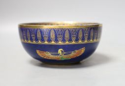 A Carlton ware ‘Egyptian’ pattern bowl with gilt decoration on powder blue ground 15cm