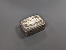 A George III silver vinaigrette, engraved with master and dog, Matthew Linwood, Birmingham, 1811,