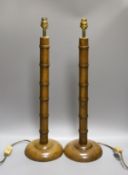 A pair of simulated bamboo lamps - 61cm tall