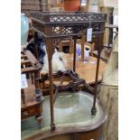 A Chippendale revival fret cut mahogany occassional table, width 46cm, height 73cm