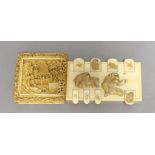 A 19th-century Chinese export ivory case and a Japanese ivory bezique marker, Meiji period (2)