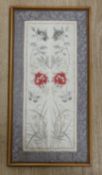 A pair of Chinese 19th century framed embroidered sleeve bands