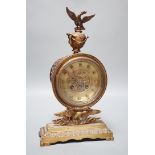 An early 20th century Empire style brass clock 32cm