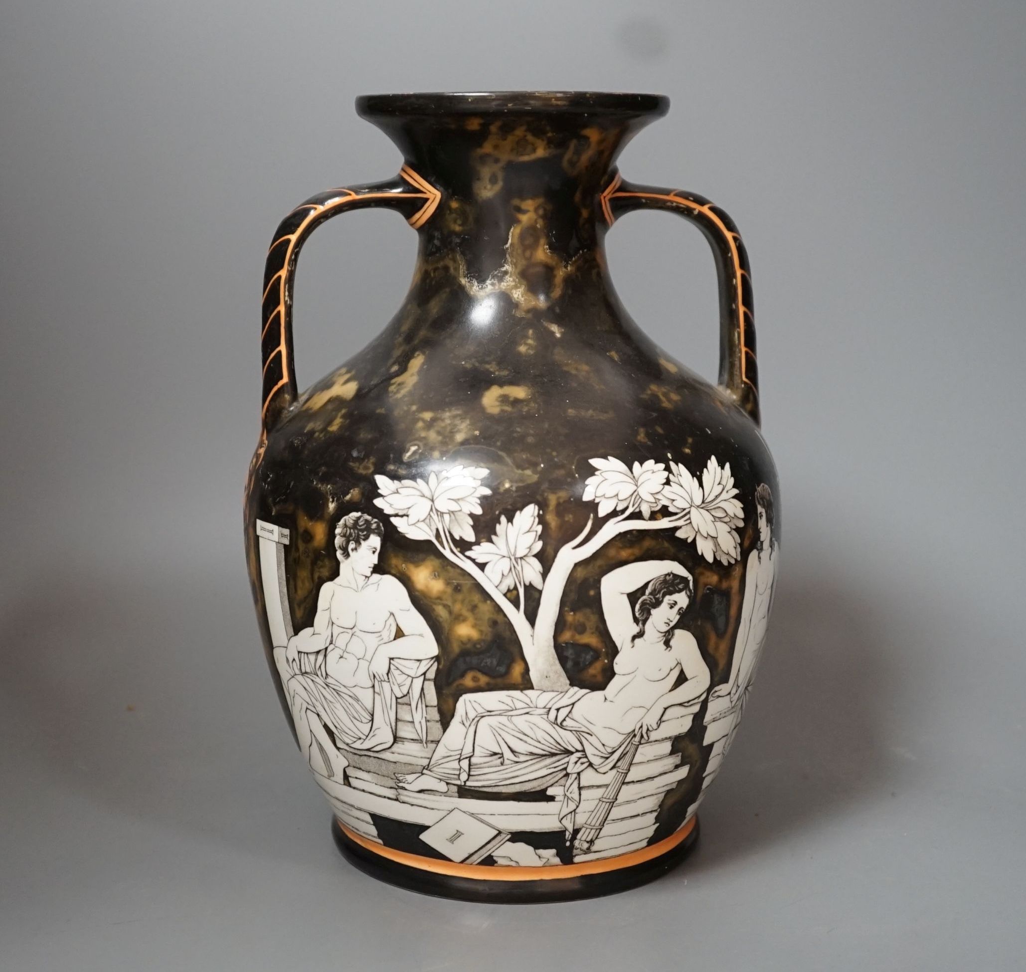 A mid 19th century Samuel Alcock 'Portland' vase 26cm