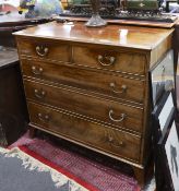 A George III mahogany chest, fitted two short and three long oak lined drawers, width 95cm, depth