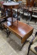 A Regency style banded mahogany sofa table together with an Edwardian octagonal mahogany centre