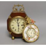 A continental porcelain and ormolu Sedan timepiece and a Victorian mantel timepiece 22cm