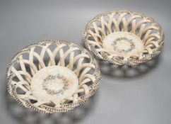 A pair of mid 19th century ironstone baskets, ex Charleston Manor sale - 26cm diameter
