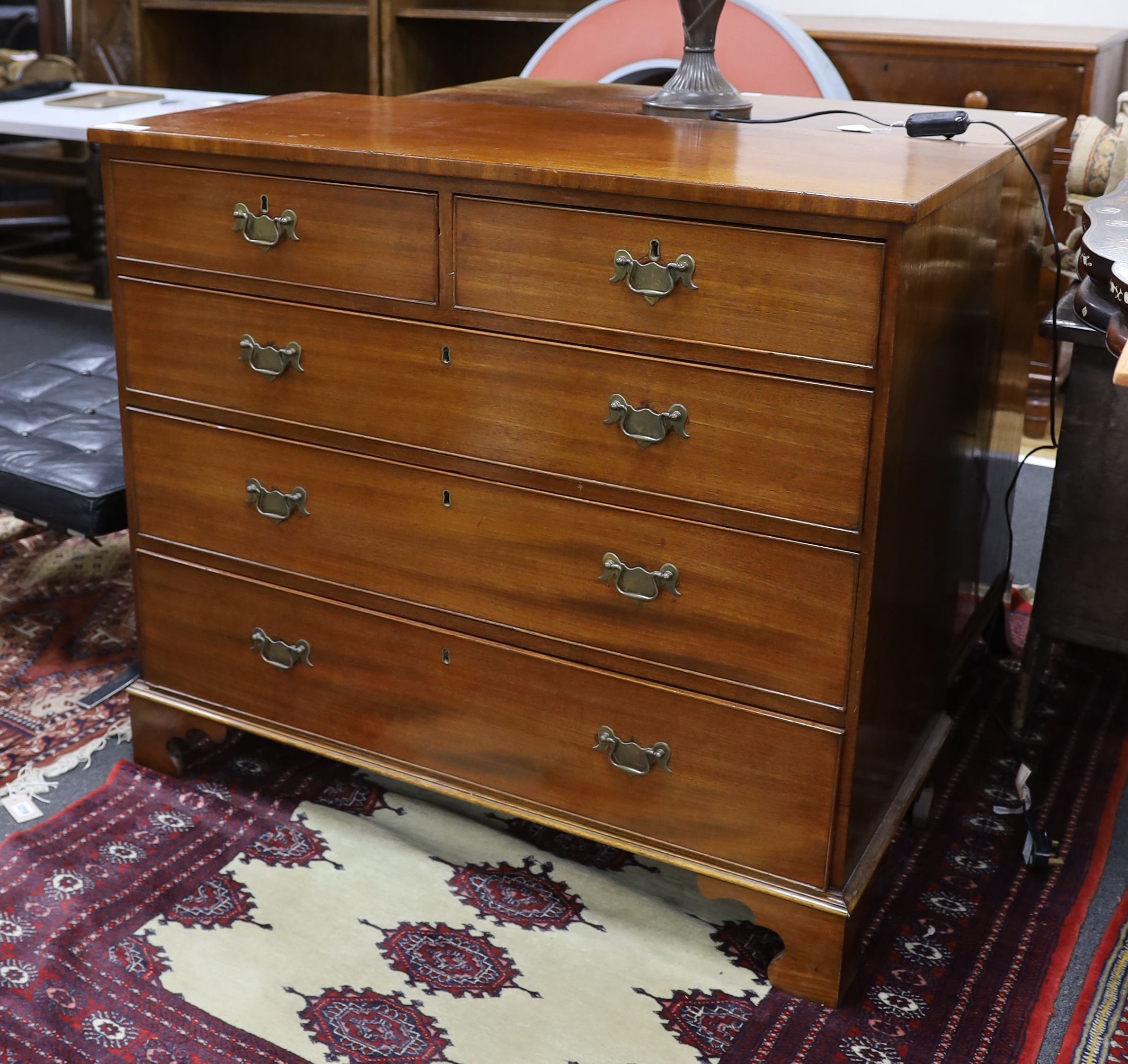 A Regency mahogany straight front chest of drawers, width 103cm, depth 48cm, height 91cm