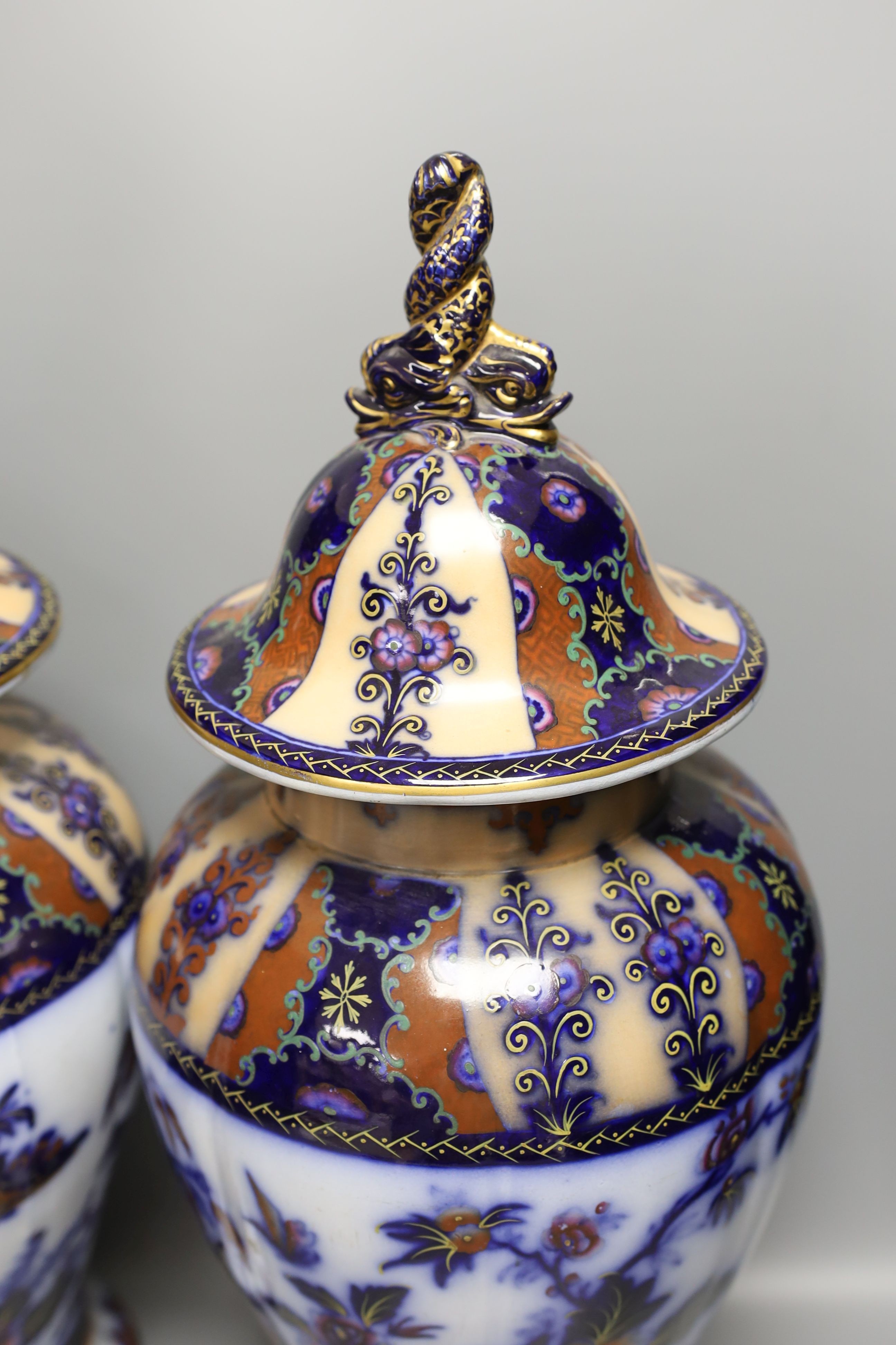 A pair of mid 19th century ironstone vases and covers - 51cm tall - Image 5 of 8