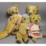Five English Bears Including Chadvalley Magna Hairloss with Label. Merrythought & Pedigree and a