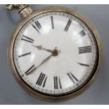 A Victorian silver pair case keywind verge pocket watch, by Adcock, Watton, case diameter, 55mm.