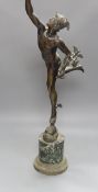 A large late 19th century bronze figure of Mercury,79 cms high.