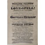A Royal Olympic Theatre playbill for Love-Spell! November 1831, 36 x 24cm