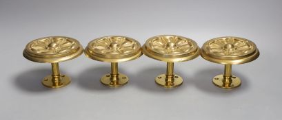 Four floral brass curtain tiebacks - 11cm diameter