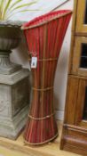 A 1960's cane and split bamboo floor lamp, height 100cm