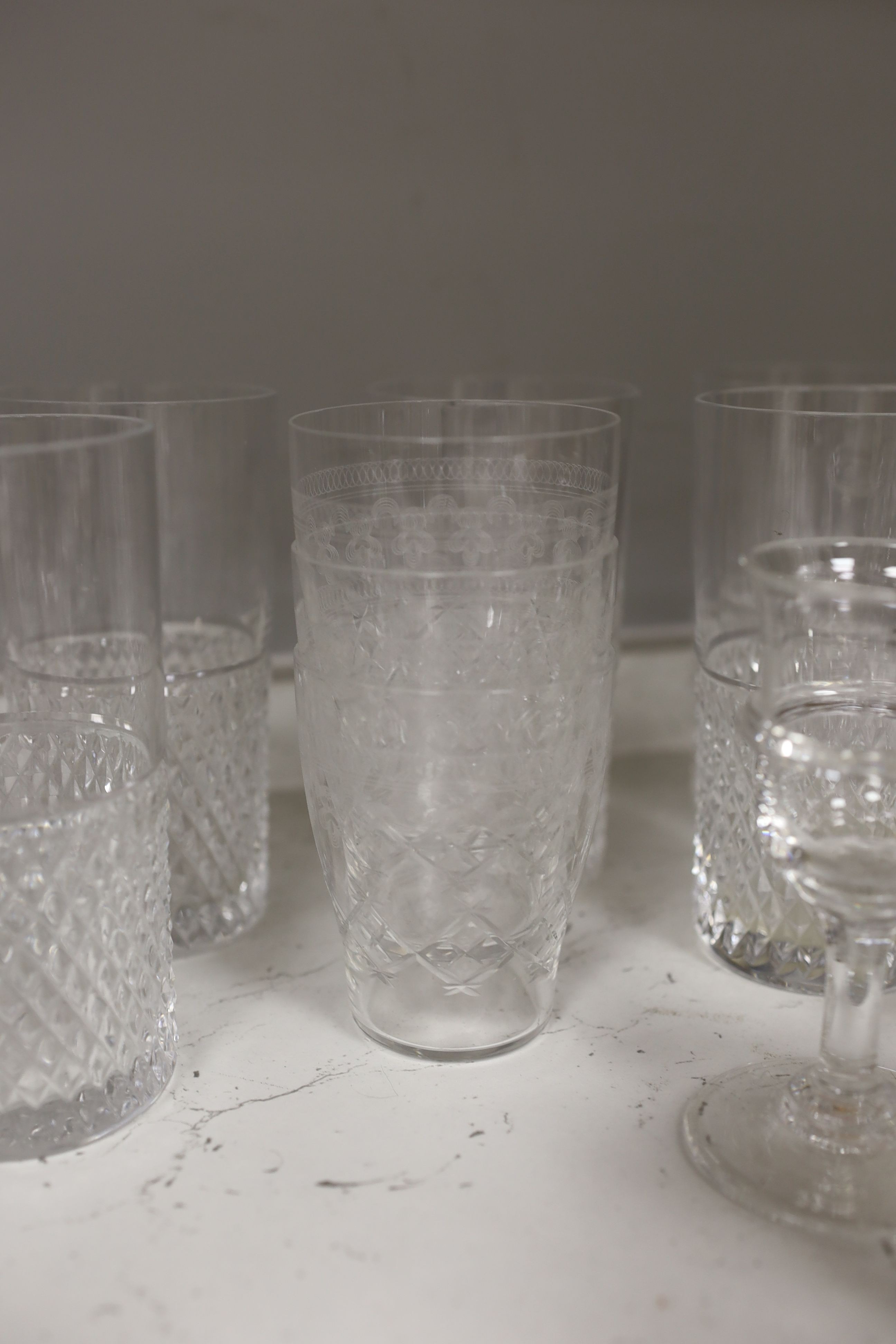 A set of six Val St. Lambert glass tumblers together with other drinking glassware (qty) - Image 7 of 7