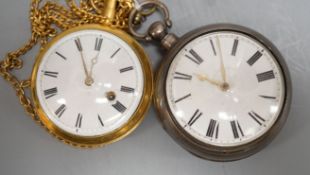 A Victorian silver pair cased pocket watch by Edward Fowle, Westerham and a gilt metal pocket