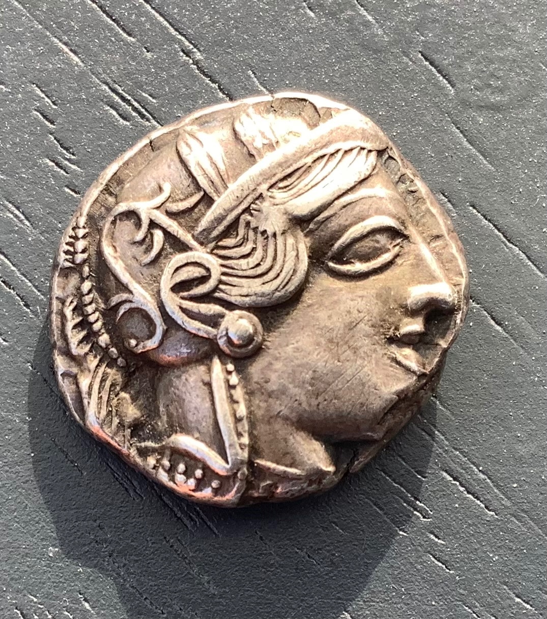 ATTICA, Athens, AR Tetradrachm, late standardised type, c. 440-405, helmeted head of Athena right, - Image 2 of 2