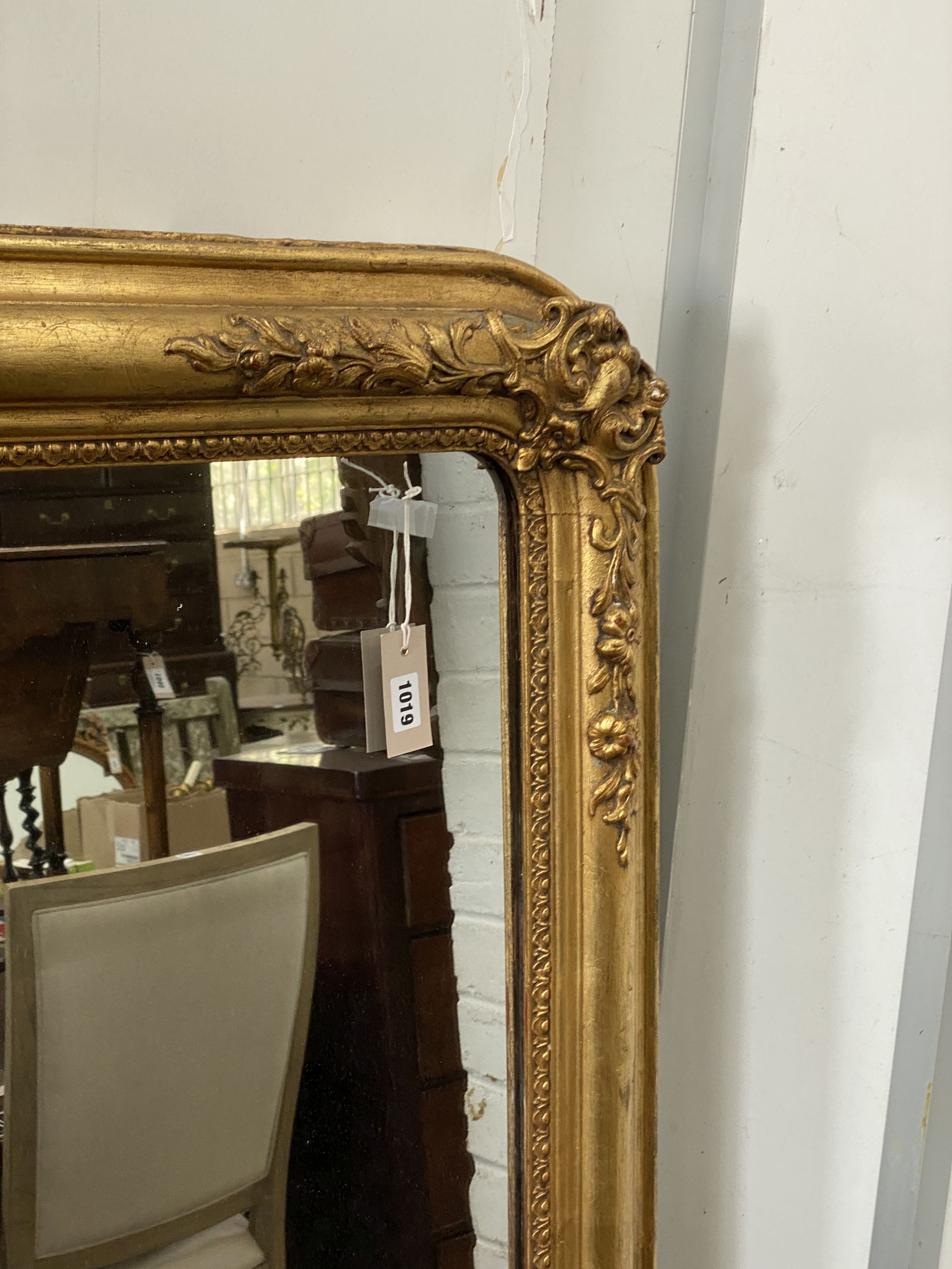 A 19th century French giltwood and gesso overmantel mirror, width 122cm, height 156cm - Image 4 of 4