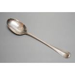 A George II silver Hanovarian pattern basting spoon, James Wilks, London, 1732, 31.3cm,5.2oz