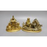 Two ormolu inkwells modelled as a dog in a kennel and a water mill