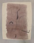 Ben Nicholson, colour print, Tree and doorway, 74 x 60cm