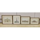Indian School c.1900, four watercolours, Bride outside a palace and three further studies of palaces
