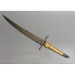 A Fine English Charles II officer’s plug bayonet, blade 30cms struck with maker’s mark, silver