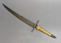 A Fine English Charles II officer’s plug bayonet, blade 30cms struck with maker’s mark, silver