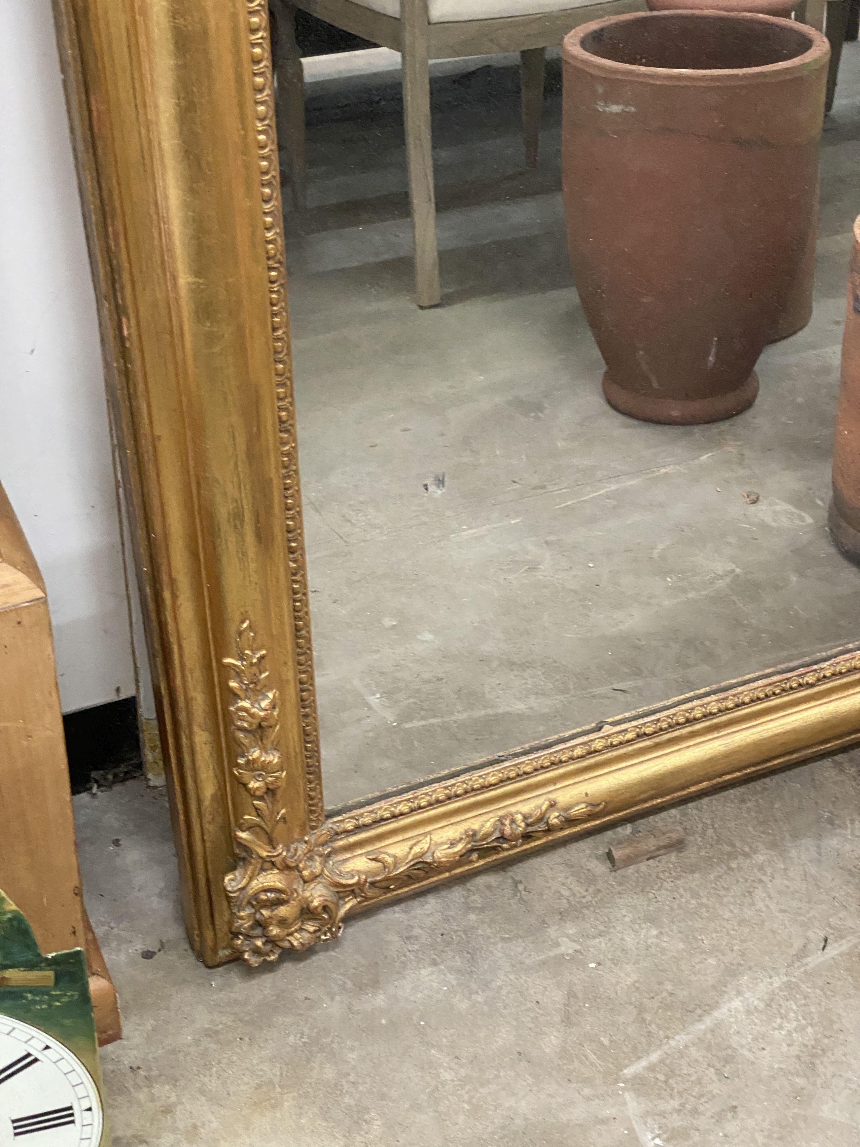A 19th century French giltwood and gesso overmantel mirror, width 122cm, height 156cm - Image 3 of 4