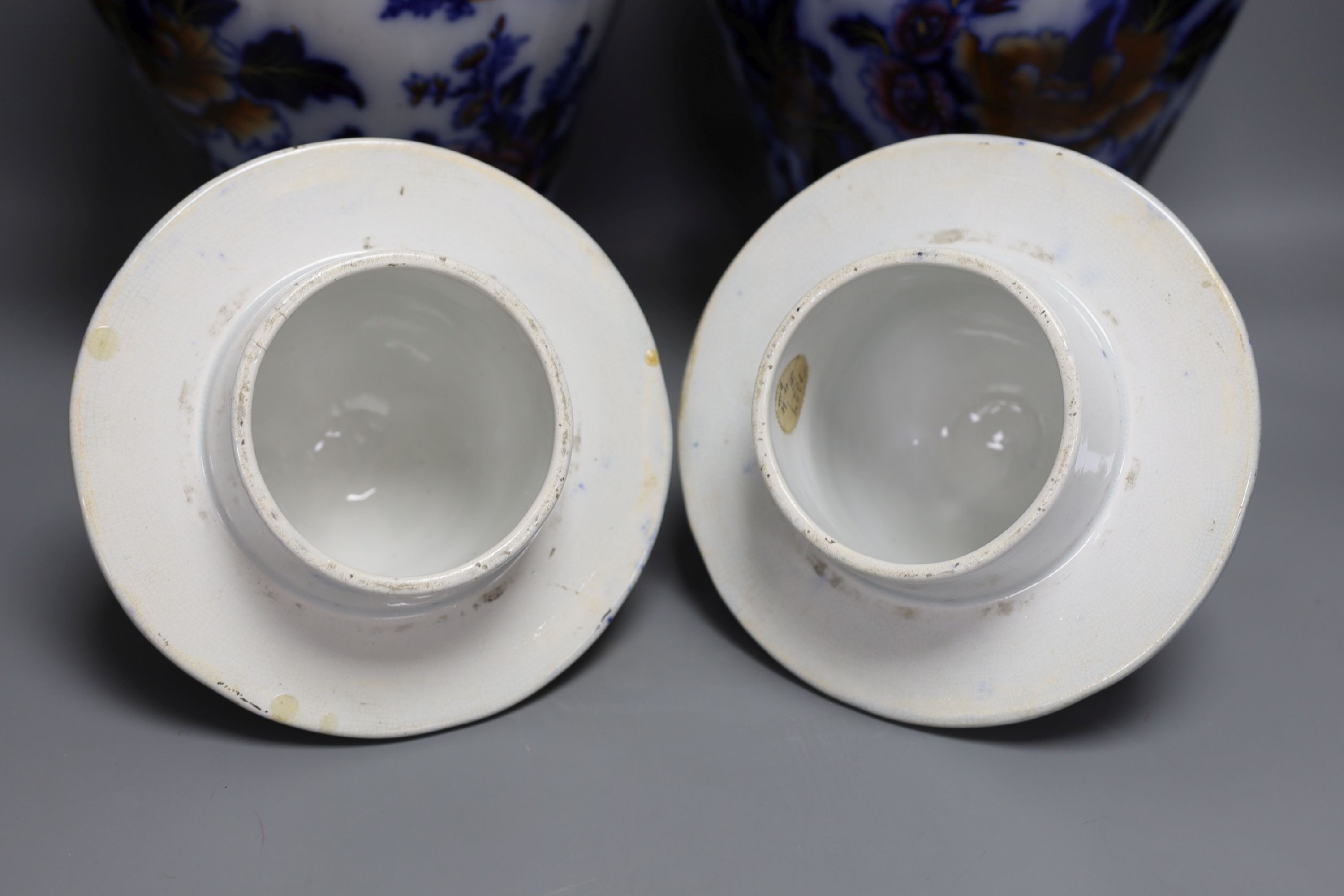 A pair of mid 19th century ironstone vases and covers - 51cm tall - Image 6 of 8